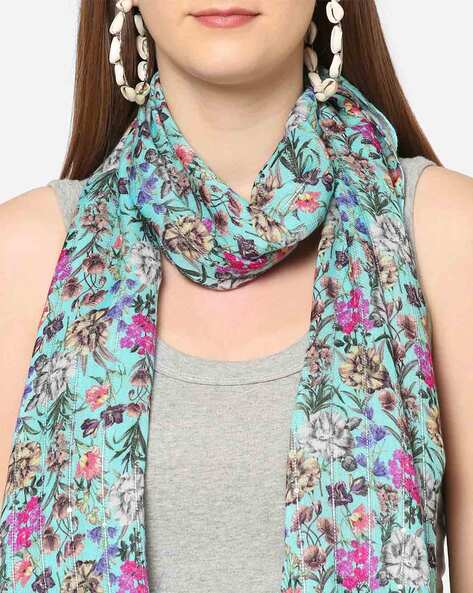 Sequin Floral Print Scarf