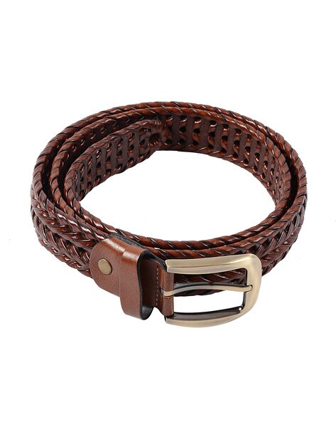 Buy Leonardi Brown Braided Leather Belt - 38 Online at Best Prices