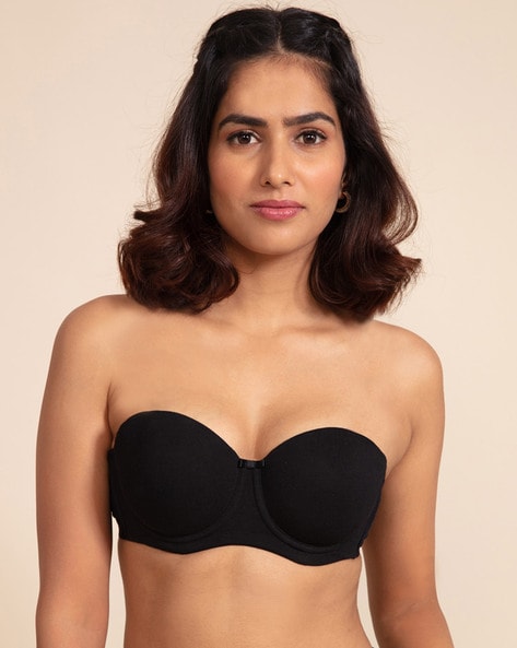 Buy Zivame Beautiful Basics Padded High Wired 3-4th Coverage Strapless Bra  - Black online