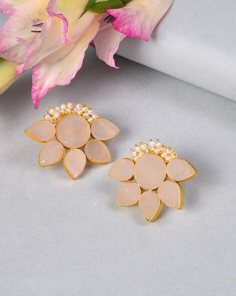 Buy Trendy Full Pink Stone Beautiful Danglers Design Indian Gold Stone  Earrings