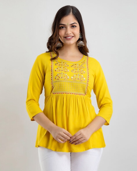 Yellow 2024 embellished top