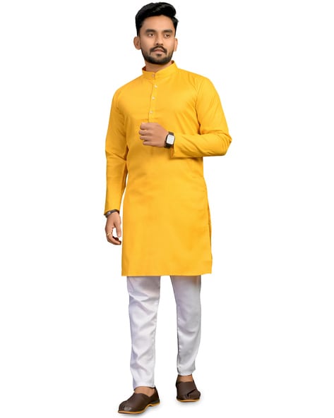 Yellow discount kurta pyjama