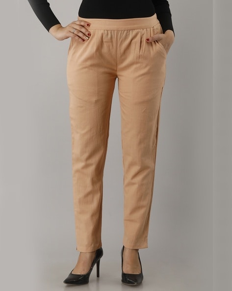 Camel | Laundered Linen Wide Leg Trouser | Pure Collection