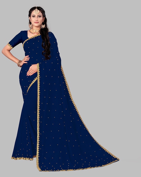 Chiffon navy hotsell blue saree