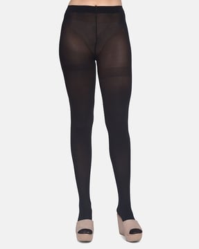 mod & shy Black Self Pattern Pantyhose Stockings