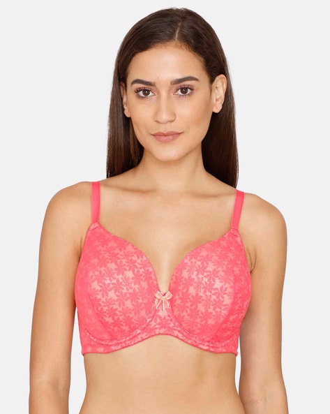 Buy Zivame Mio Amore Padded Regular Wired Full Coverage Super Support Bra-pink  Print online