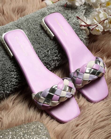 Buy THE CAI STORE Clear Strap Lilac Studded Flats Online