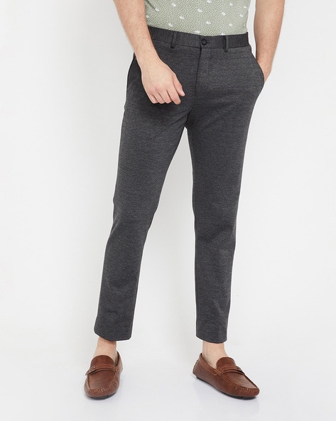 Men Charcoal Grey Smart Tapered Fit Checked Formal Trousers –  dennisonfashionindia