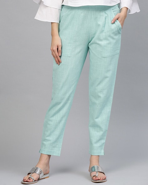 Buy Jaipur Kurti White Cotton Pants for Women Online  Tata CLiQ