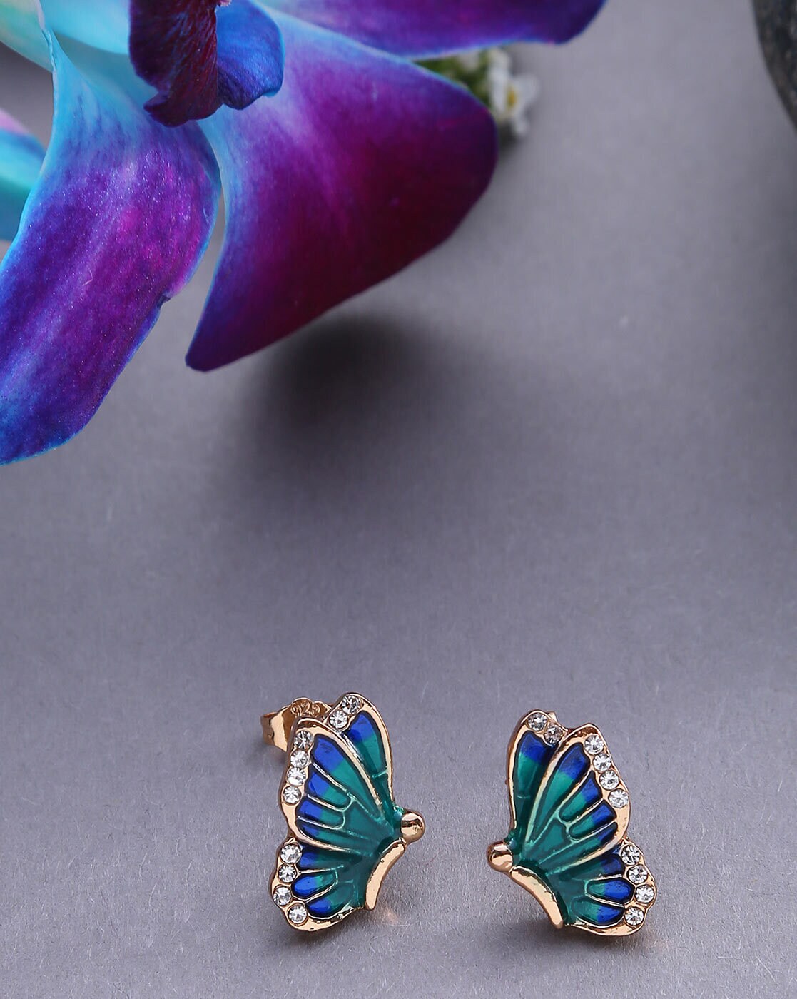 Dainty Diamond Butterfly Stud Earrings