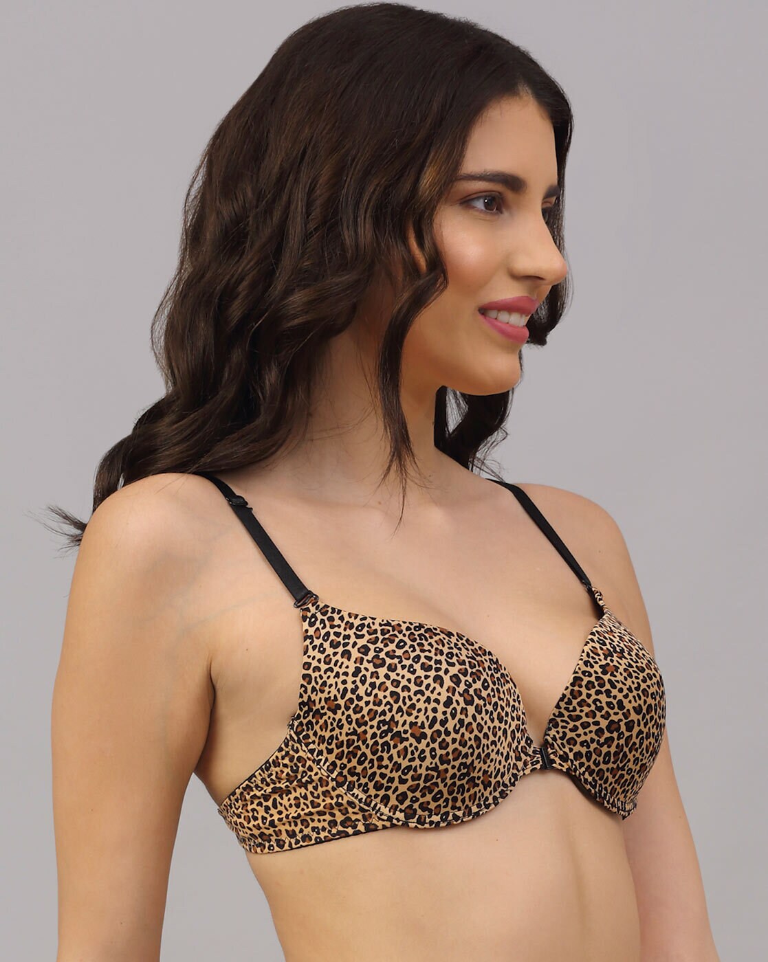 Mithriya Animal Print Design Polyamide Heavily Padded Wired Push-up Bra for  Women and Girls, Beige Pack of 1