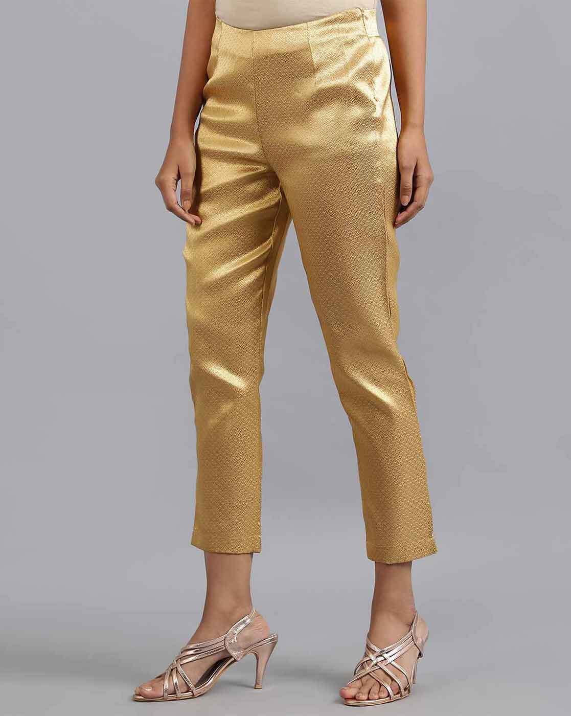 Plain Ladies Golden Silk Pant