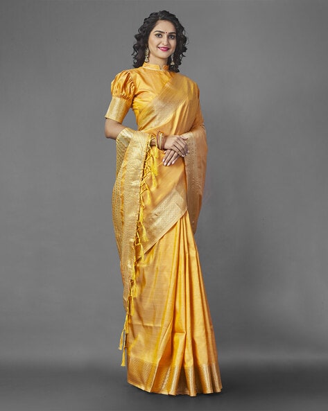 Yellow Saree – Bahuji - Online Fashion & Lifestyle Store