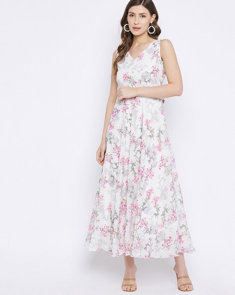 ASOS DESIGN floral tiered maxi dress with tie front in satin stripe | ASOS
