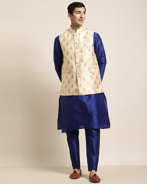 Buy VOLRIX Men's Silk Kurta Pajama With Modi Jacket, nehru Jacket With Kurta  Pajama, Wedding Dress For Men, Indian Waistcoat For Men Online at Best  Prices in India - JioMart.