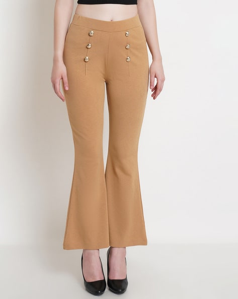 Buy Beige Trousers & Pants for Women by POPWINGS Online
