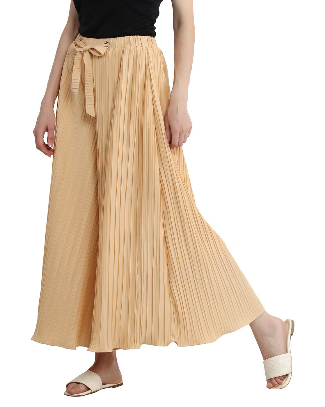 Amazoncom ZSDVBZS Wide Leg Pants for Women Casual Elastic High Waisted Pleated  Palazzo Pants Flowy Chiffon Cropped Trousers Culottes  Sports  Outdoors