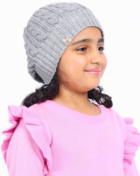 Bharatasya Knitted Winter Slouchy Boho Cap and Scarf in Monogram pattern in  Soft Acrylic Wool Blend