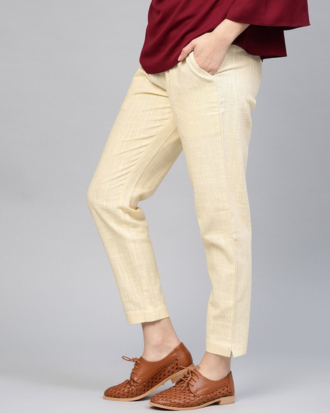 301 - Skin Coloured Casual Lace Pant For Women - Cigarette pants - Straight  Pant