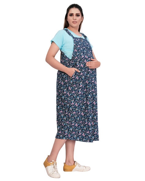 ASOS Maternity Denim Jumper Dress in Washed Black | ASOS