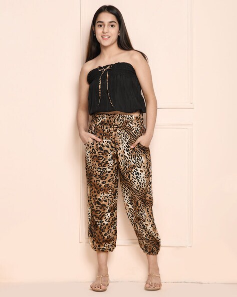 Flowing velvet pants with leopard print | The Kooples - US