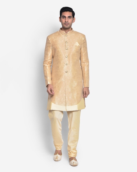 Yellow Colour Wedding Wear Sherwani Suit D.No.1728