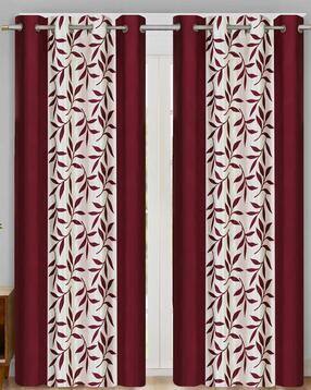 Set of 2 Floral Print Window Curtains