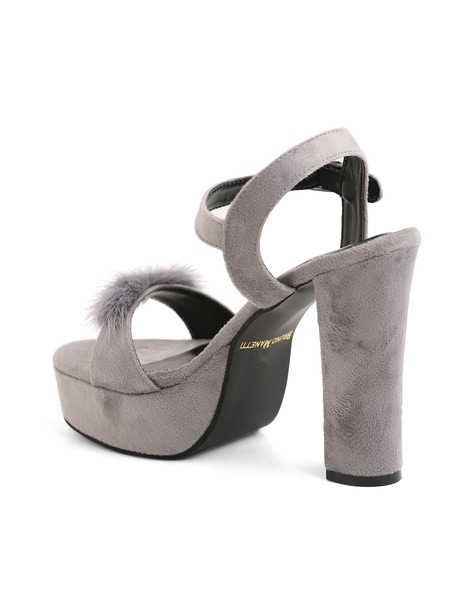 Grey suede hotsell heeled sandals