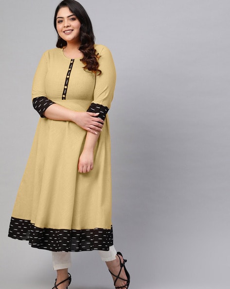Buy Yellow Anarkali Style Flared Kurti Online