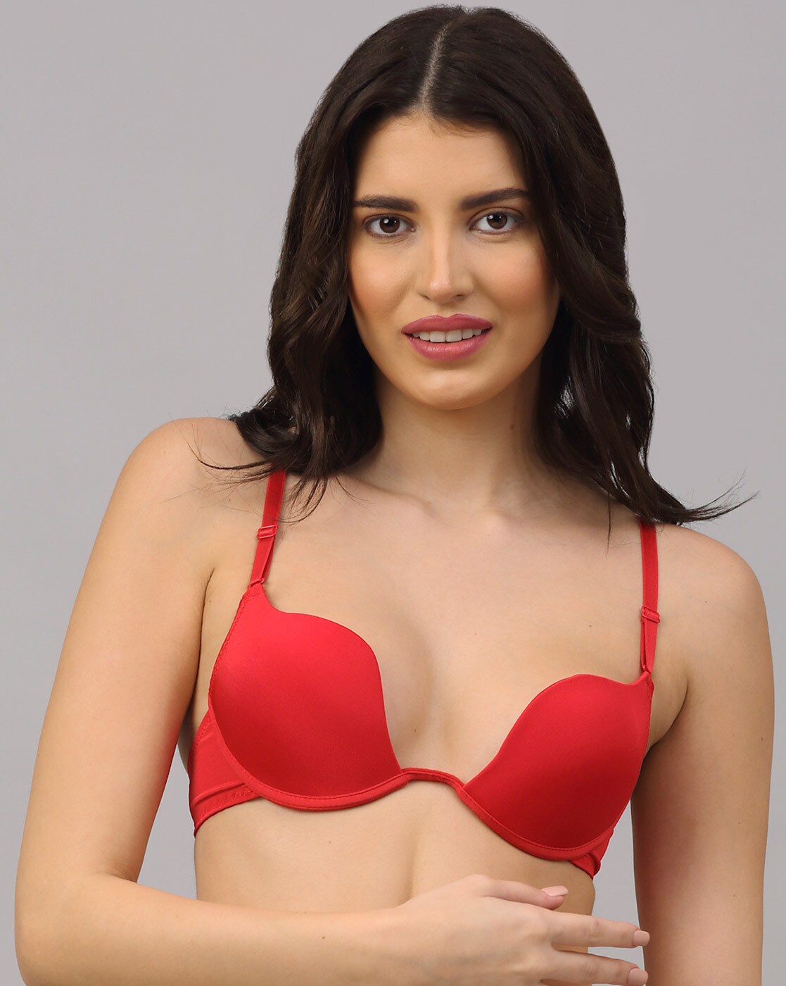 Buy PrettyCat Red Solid Polycotton Push-Up Bra For Women(PCJ-BR-FO