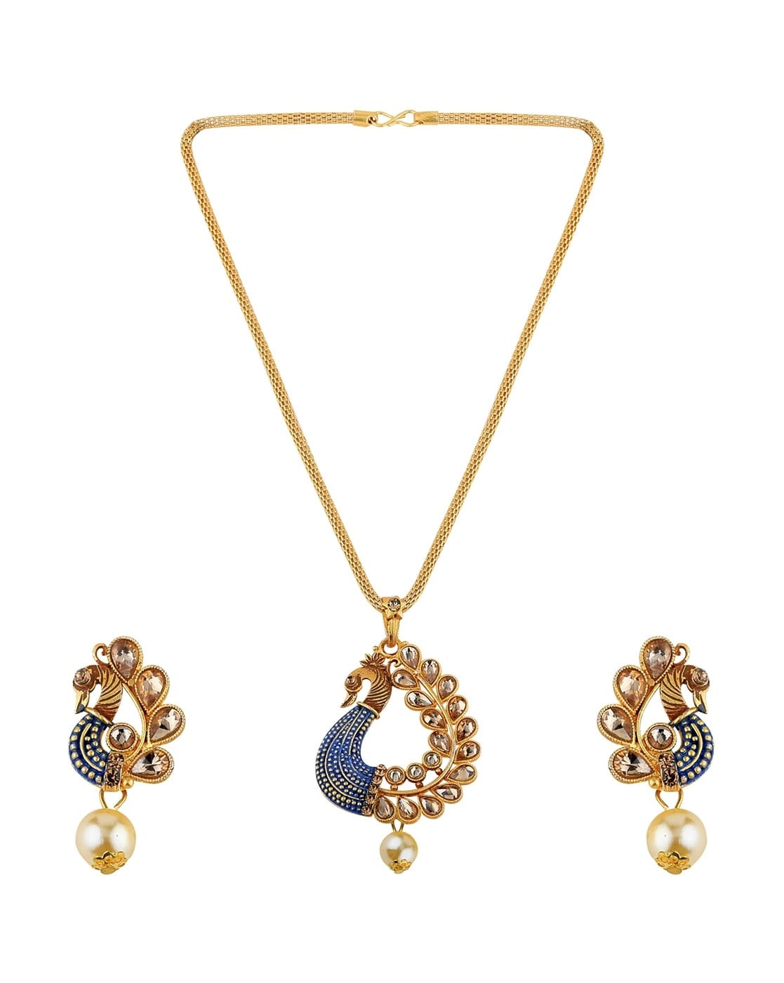 Premium Victorian Peacock Necklace with Earrings – Daivik.in