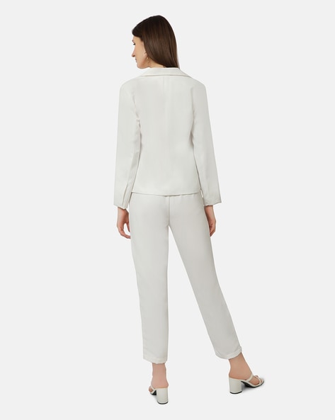 White Business Women Suits Double Breasted Jacket Pants Blazer Wedding  Workwear | eBay