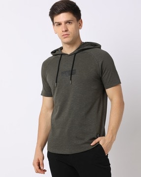 Short sleeve t shirt best sale with hood