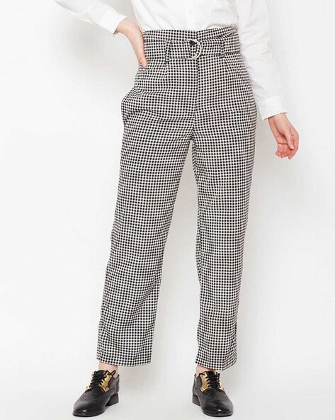 Buy Women Grey Check Formal Regular Fit Trousers Online - 721871 | Van  Heusen