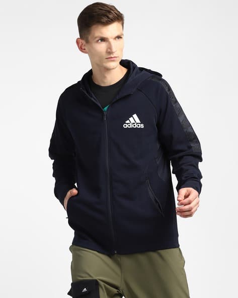 MT Zip-Front Hoodie with Logo Print