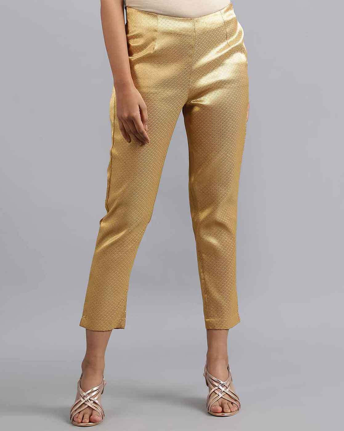 gold leather trousers