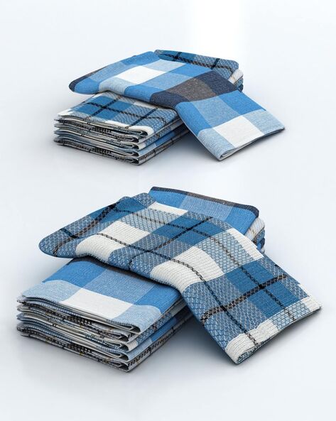 Blue Check Dish Towel - 12 Count