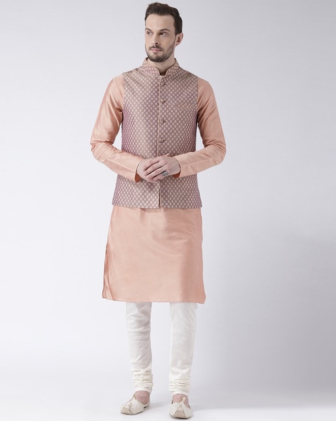 Dusty Peach Kurta Set with Jacket – Siddhesh Chauhan