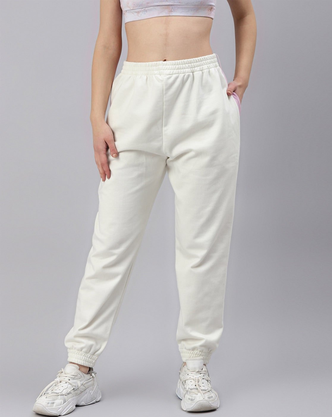 Linen joggers  White  Ladies  HM IN