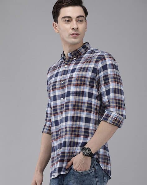 THE BEAR HOUSE Men Checks Slim Fit Shirt (Multi)