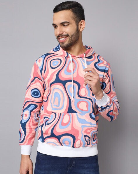 Champion all over hot sale print hoodie pink