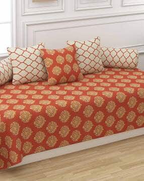 Set of 6 Printed 200 TC Cotton Diwan Set-image-12