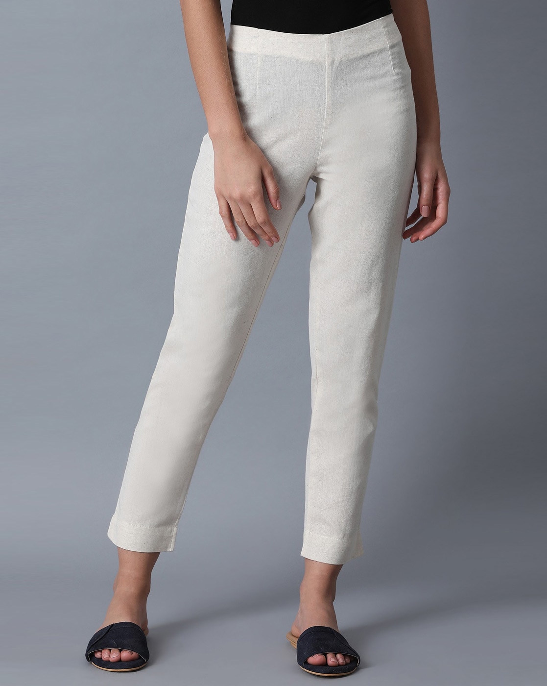 White cotton pants with lace detailing by Jalpa Shah | The Secret Label