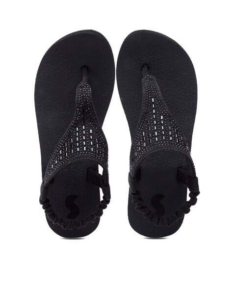 Buy Black Flat Sandals for Women by SOLETHREADS Online