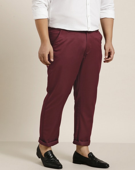 Pinkish Maroon Textured Premium Terry-Rayon Pant For Men
