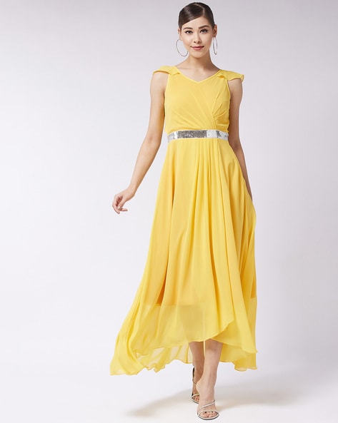 Buy Yellow Chiffon Maxi Dress Online - Shop for W