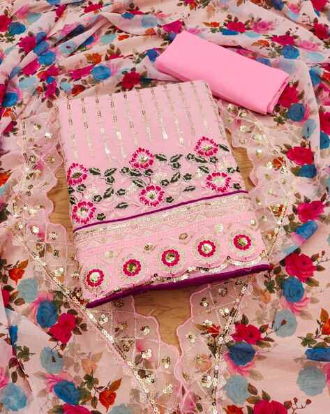 GRIVA DESIGNER Embellished & Embroidered Unstitched Dress Material with Dupatta