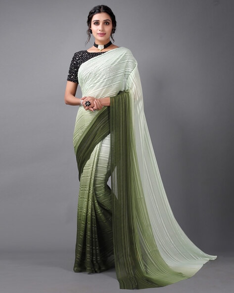 Olive Green Georgette Saree | Leemboodi