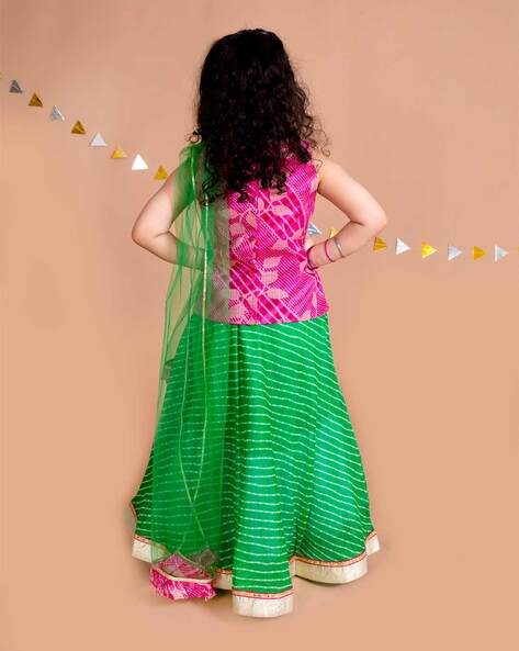Emerald Green Floral Printed Lehenga Set For Girls Design by Torani Kids at  Pernia's Pop Up Shop 2023