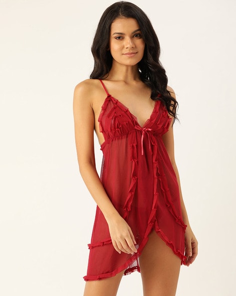 Buy Maroon Night LoungeWearSets for Women by MS LINGIES Online